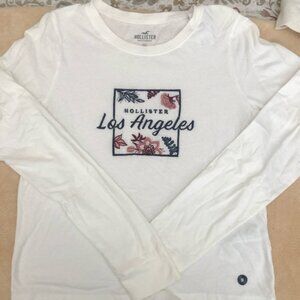 NEW Hollister LOS ANGELES Embroidered Floral Graphic Long Sleeve Tee NWT M Jrs